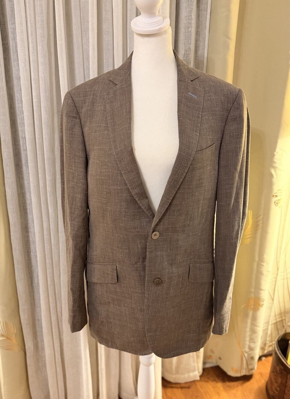J. Hilburn Men's Sport Coat Espresso Brown 100% Irish Linen Baird McNutt Custom